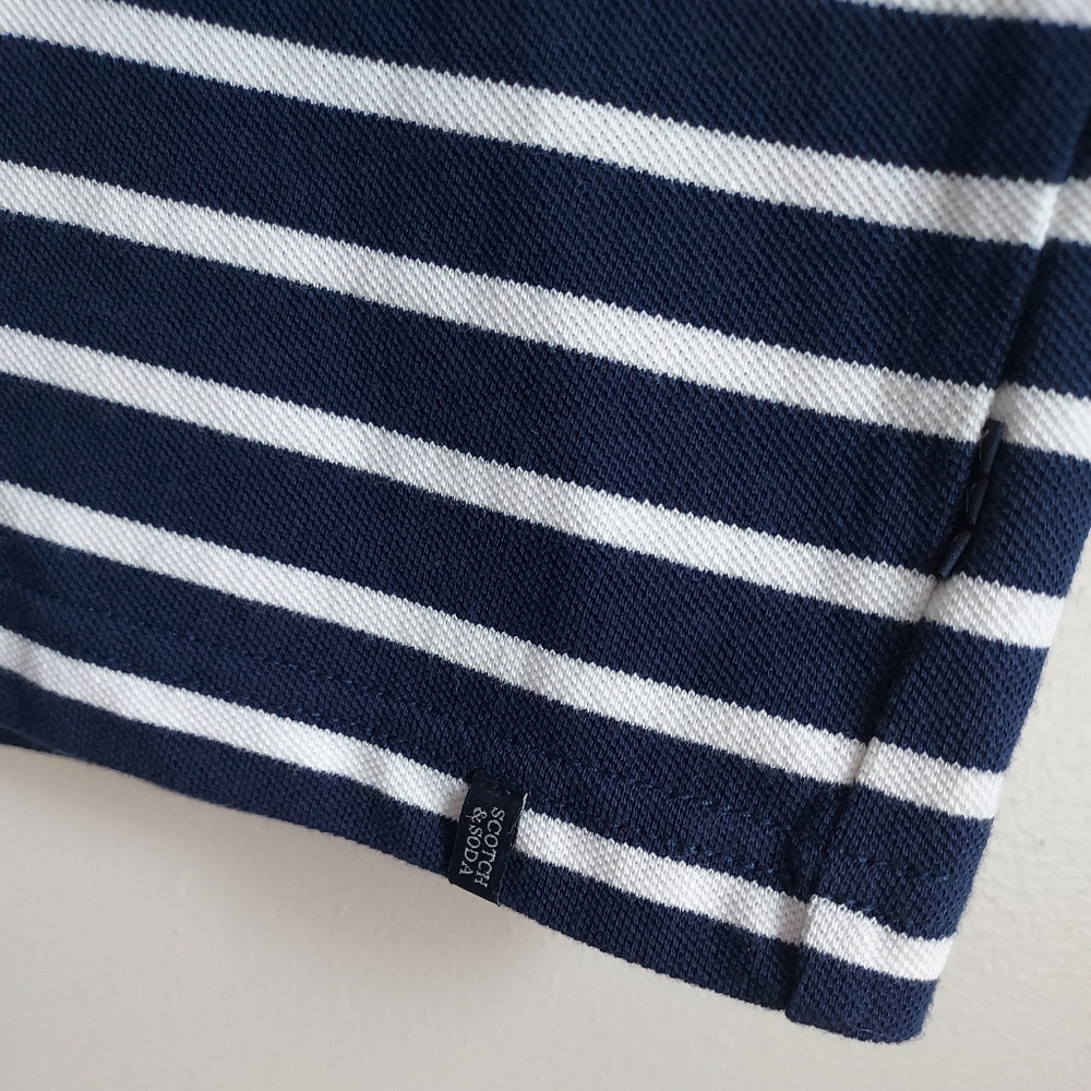 Scotch & Soda Men's Short Sleeve Blue and White Stripe Polo Size Large NEW NWT - Picture 6 of 13